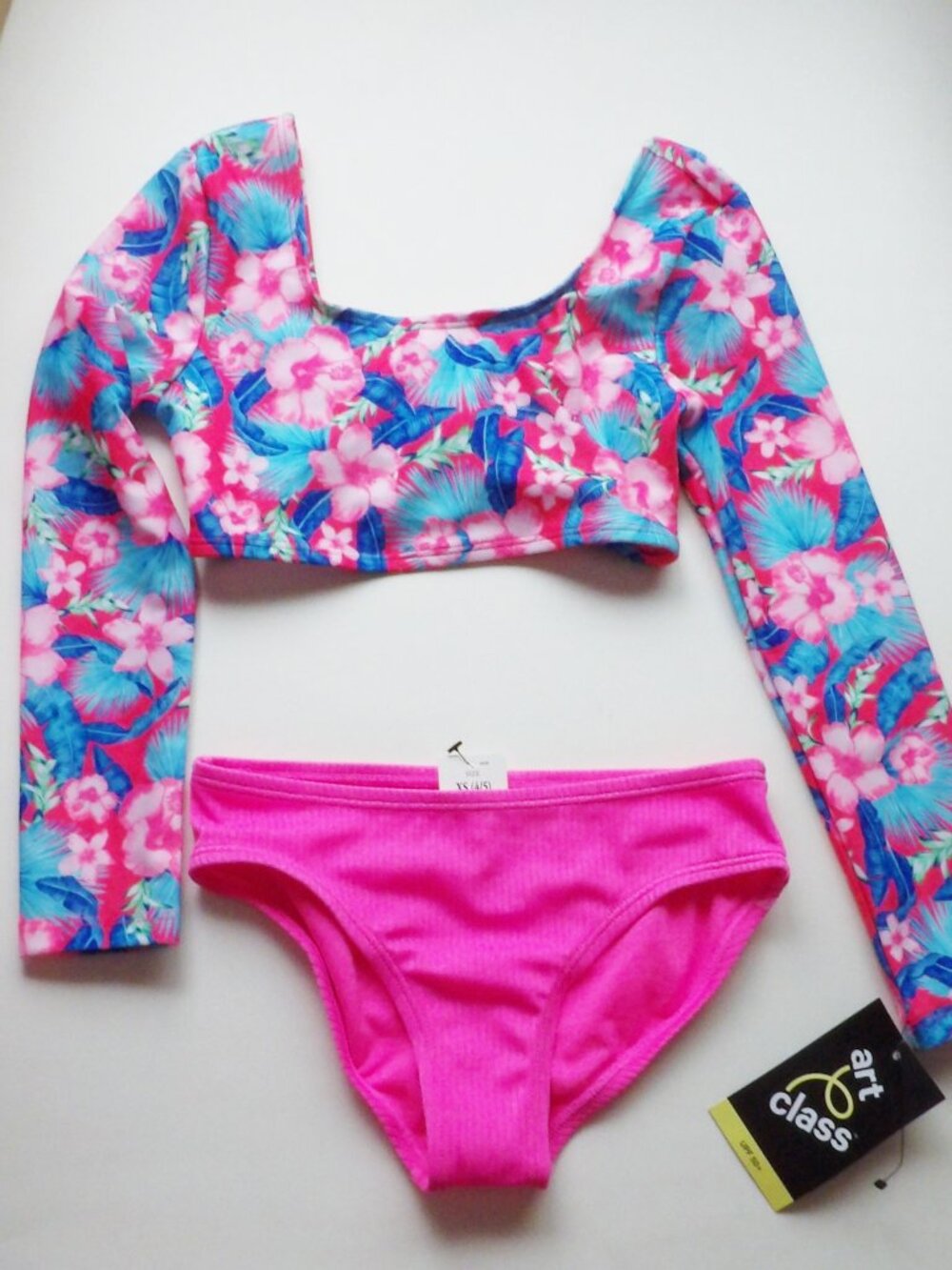 Art Class Girls 2 Pc Rash Guard Bikini Set Size XS 4 /5 NWT